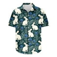 thumbnail image 5 of Feancey Spring Clearance Sale Men's Shirts Easter Short Sleeve Hawaiian Shirt Button Down Casual Bunny Eggs Print Bowling Shirt Summer Vacation Beach Shirts Multicolor L, 5 of 5