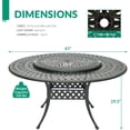 thumbnail image 3 of VIVIJASON Outdoor 61" Patio Dining Table for 6-8 Person, Large Patio Round Dining Table with 35.4" Lazy Susan, Dark Bronze Cast Aluminum Rustic Patio Table W/Umbrella Hole for Balcony, Porch and Deck, 3 of 7
