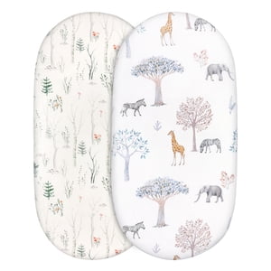 Gllquen Baby Bassinet Sheets Set, Forest & Animals, 2-Pack