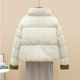 thumbnail image 4 of Women's Winter Warm Short Cotton Padded Jacket Stand Collar Baggy Zip Up Short Quilted Jacket Outerwear (XL, White), 4 of 5
