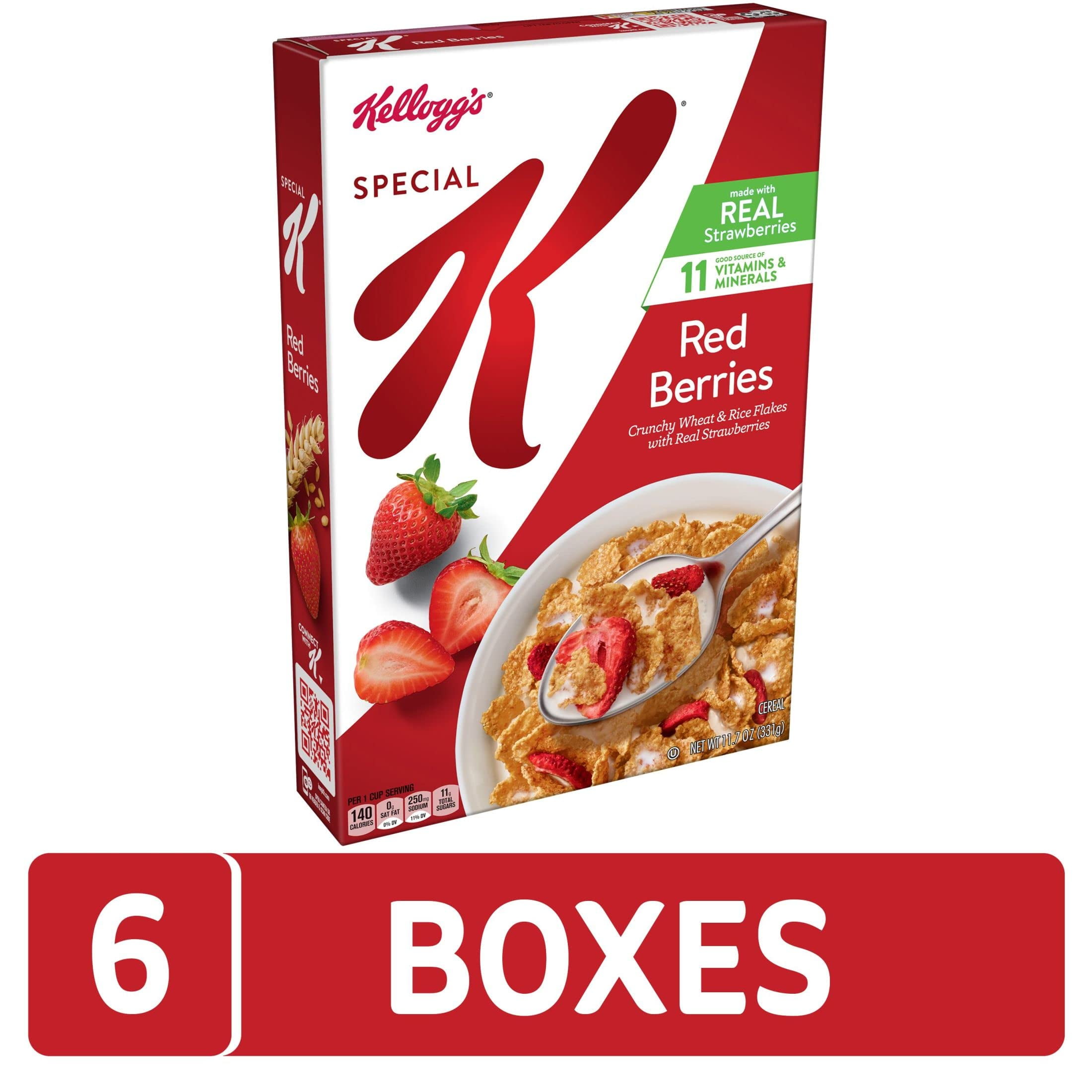 Kellogg's Special K Breakfast Cereal, Fiber Cereal, Family Breakfast, Red Berries, 11.4oz Box (1 Box) pack of 6