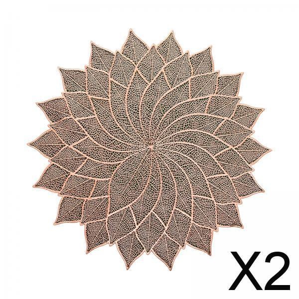 Elegantes manteles individuales en paquete doble, decoración festiva de mesa en color dorado. , 2 piezas