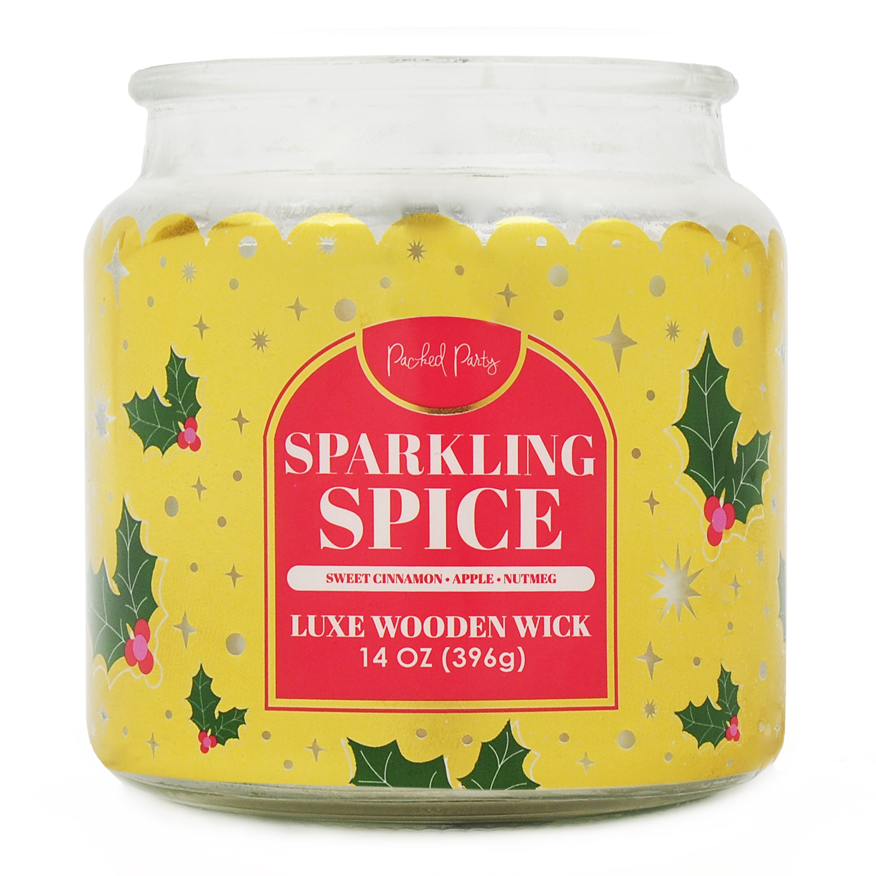 Packed Party Sparkling Spice Candle with Wood Wick, 14-Ounce