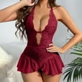 thumbnail image 2 of DISKEBUISS Women Lace Lingerie Plus Size Crotchless Sheer Nightgown Size S-XL, 2 of 3