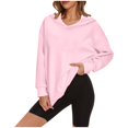 thumbnail image 2 of NinXxx Women's Casual Loose Solid Long Sleeve Hoodie Pullover Sweatshirt Pink S, 2 of 6