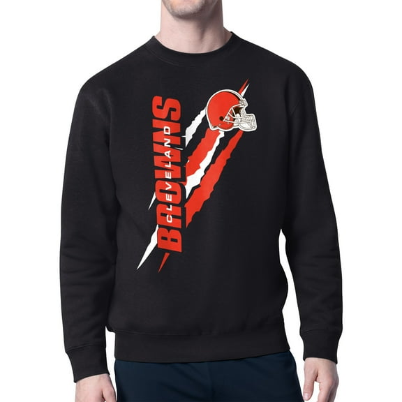 Men's Starter Black Cleveland Browns Color Scratch Team Graphic Fleece Pullover Sweatshirt