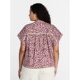 thumbnail image 3 of Terra & Sky Women's Plus Printed Popover Blouse, Sizes 0X-5X, 3 of 5