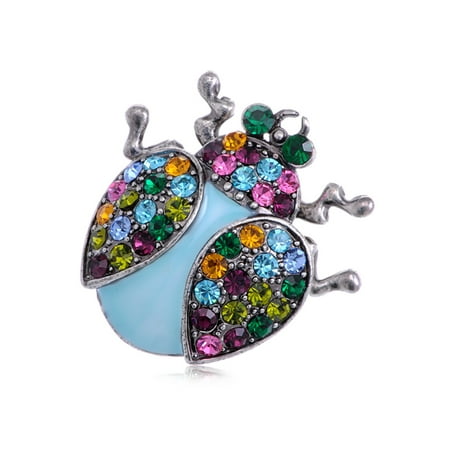 - Colorful Multi Crystal Rhinestone Enamel Lady Bug Fashion Jewelry Pin Brooch