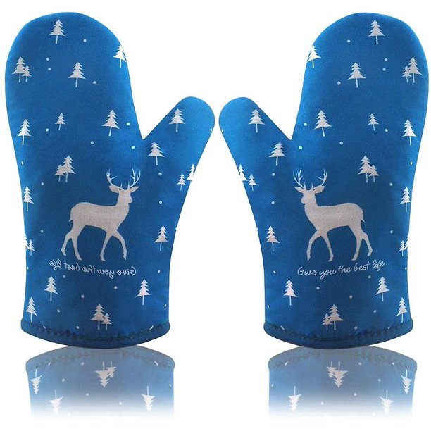 Manoplas para horno, agarraderas, manoplas para horno, manoplas para horno, manoplas para horno, manoplas para horno, manoplas para horno resistentes al calor, juego de 2 (azul). Afortunado Sencillez