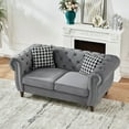 thumbnail image 3 of 67" Chesterfield Loveseat Sofa, Comfy Velvet Cloud Couch with Roll Armrest & Nailhead, Modern 2-Seater Tufted Corner Couch for Living Room, Gray, 3 of 8