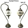 thumbnail image 4 of Silver Fever Handcrafted Mosaic Turkish Lamp Moroccan Glass Table Desk Bedside Light Bronze Base with E12 Bulb Silver Snowflake Lattern, 4 of 8