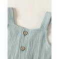 thumbnail image 5 of Biezeib Toddler Girls Boys Romper Solid Color Pocket Buttons Straps Sleeveless Jumpsuits Summer Casual Clothes Bodysuits Overalls, 5 of 6