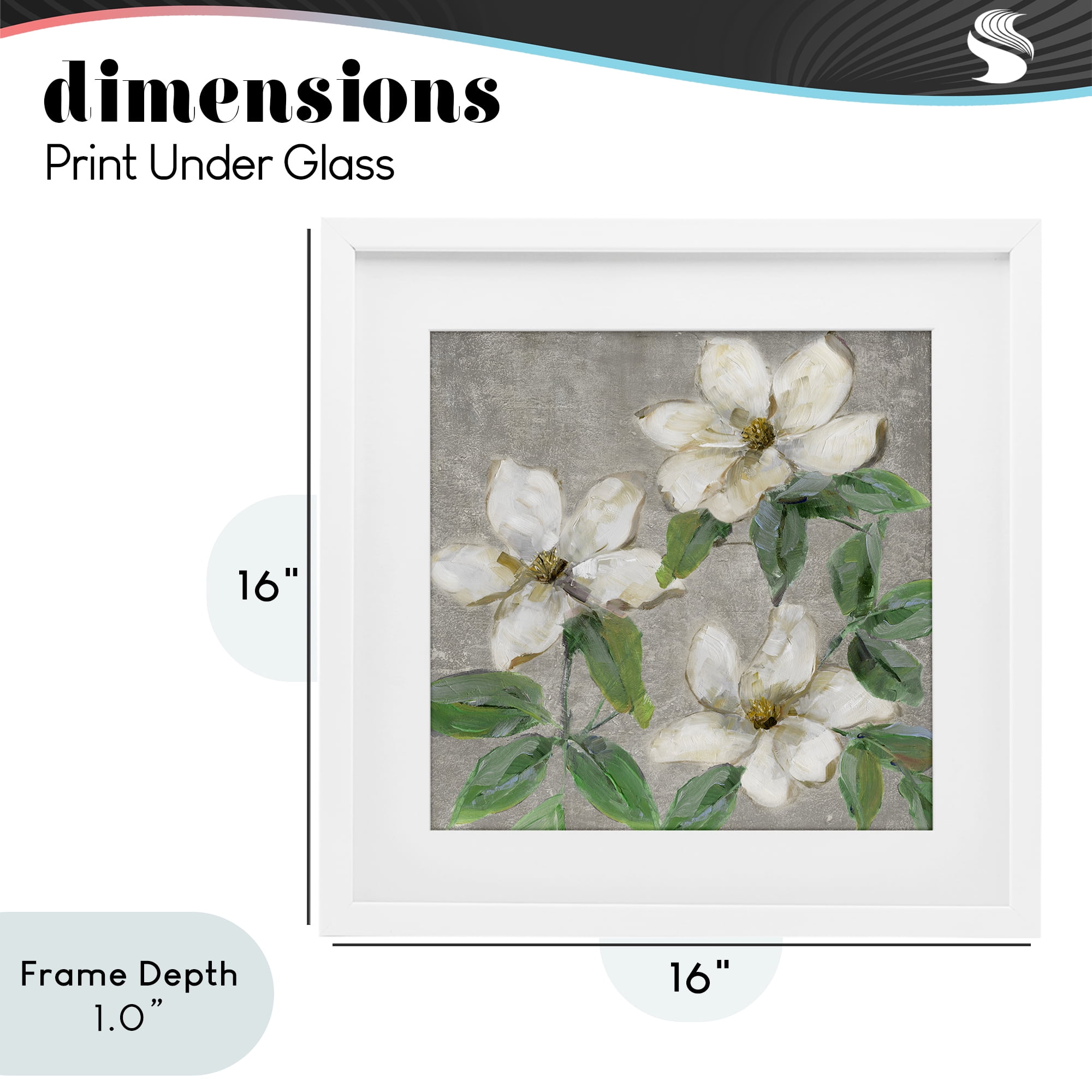 Stupell Industries Ivory Magnolia Trio White Framed Print Under Glass, design by Sally Swatland
