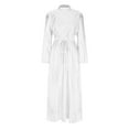 thumbnail image 7 of Women's Satin Maxi Dresses Casual Long Sleeve Round Neck Dresses Waisted A-Line Pleated Flowy Long Dresses, 7 of 7