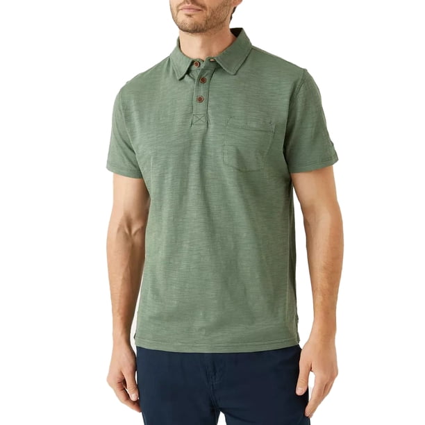 Mantaray - Polo Vintage de Slub para Hombre (Verde Suave)