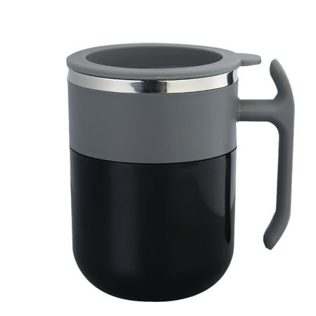 

1PC Temperature Self Stirring Coffee Cup Stainless Steel Mixer Creative Mixing Cup for Home Shop (Black)