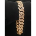 thumbnail image 5 of 8.90 Carats Round Baguette Cut Diamonds Men's Cuban Link Chain Bracelet In Hallmark 14K Rose Gold, 5 of 15