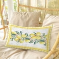 thumbnail image 4 of Yellow Lemon Pillow Covers, Linen Long Throw Pillow Case, Summer Botanical Plaid Elegant Pastoral Holiday Pillow Protector Decorative Cushion Cover for Living Room/Bedroom 16" x 24", 4 of 8