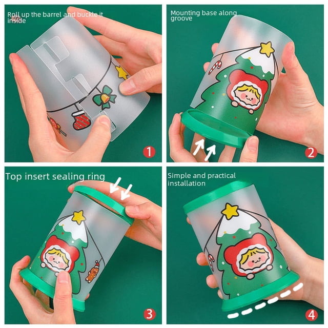 Contenedor para bolígrafos con forma de muñeco de nieve de Navidad con dibujos animados, contenedor para bolígrafos plegable para bricolaje, caja de almacenamiento de escritorio, papelería bonita