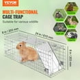 thumbnail image 2 of VEVOR Live Animal Cage Trap, 24" x 8" x 8" Humane Cat Trap Galvanized Iron, Folding Animal Trap with Handle for Rabbits, Stray Cats, Squirrels, Raccoons, Groundhogs and Opossums, 2 of 9