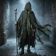 thumbnail image 2 of Robe Distressed Fringe, Halloween Costume, Ghost Cloak, Tattered Grim Reaper, Tattered Grim Reaper Cloak Hooded Gauze Robe Distressed Fringe Halloween Costume for Spooky Season, 2 of 6