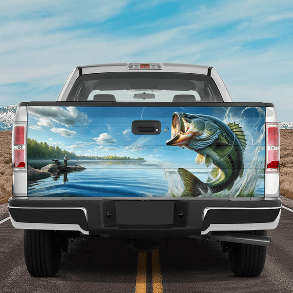 Lotusprinthandmade Bass Seabass Fishing Tailgate Wrap 2 Sizes (24"x58")