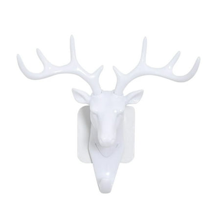 

MIARHB Deer head Self Adhesive Wall Door Hook Hanger Bag Keys Sticky Holder