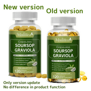 Mulittea Soursop Graviola Capsules 1000mg Leaf & Fruit Extract | 120 Capsules | High Potency