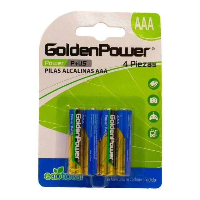 Pilas Alcalinas Prichos Golden Power Cilíndricas AAA de 1.5 V c/u 4 Piezas