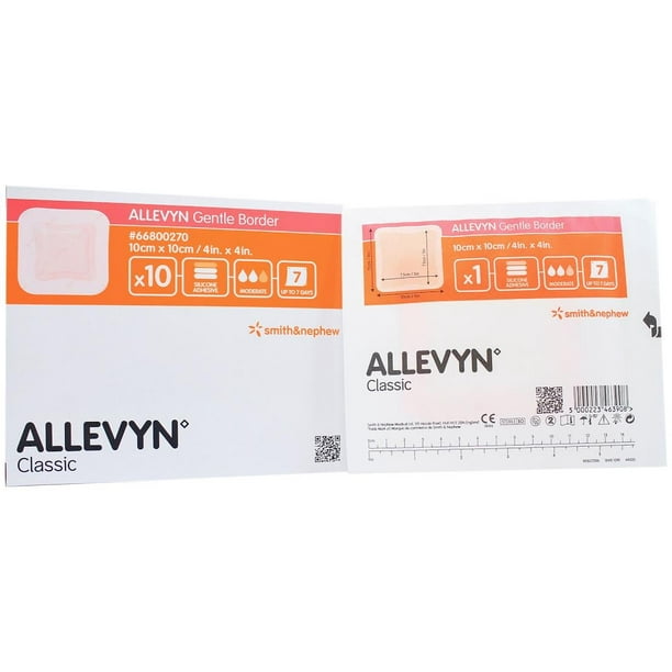 Smith & Nephew Silicone Foam Dressing 10 Ct Allevyn Gentle Border Lite 4 X 4 Inch Square