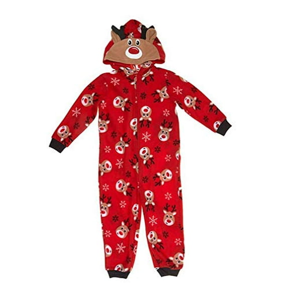 Woman's Size Small 4-6 Fleece Christmas Reindeer Hooded Pajama Sleeper
