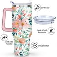 thumbnail image 3 of 40oz Pioneer Tumbler with Handle Lid and Straw,Colorful Floral Tumblers Gifts for Women Girls Men Adults（Pink）, 3 of 7