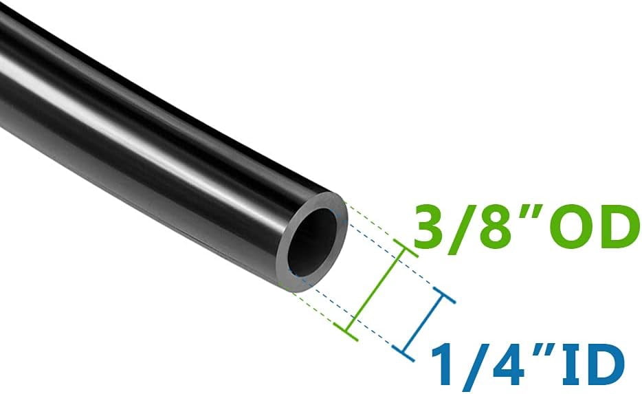 FRKSMD-Pneumatic PU Tubing, 3/8"OD Hose PU Polyurethane Air Hose Tube Line for Air Compressor Water Fluid Transfer Black (32.8 ft)