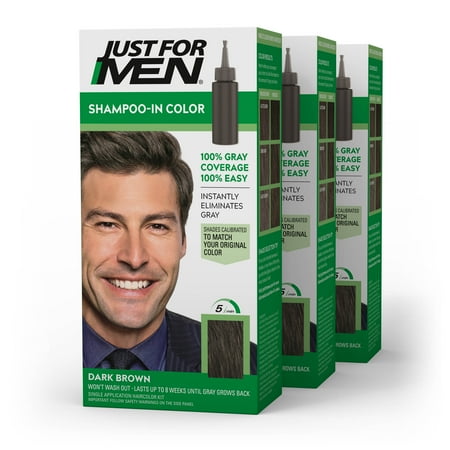 Just For Men Shampoo-in Hair Dye for Men H-45 Dark Brown 3 Pack
