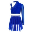 thumbnail image 2 of Haitryli Kids Girls Ballet Lyrical Dance Outfits Rhinestones Crop Top and Leotard Skirt 2-Piece Ballroom Clothes Set Blue 14, 2 of 3