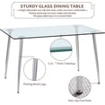thumbnail image 6 of StnTalk 51" Minimalist Glass Dining Table, Modern Tempered Glass Top Kitchen Table with Silver Metal Legs, Space-Saving Desk for Small Spaces, Apartment & Home Office, 6 of 7