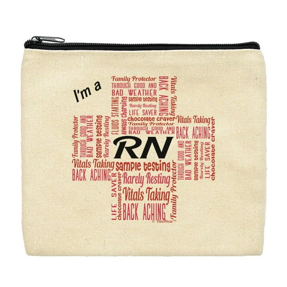 ThisWear RN Gifts for Nurses I'm a RN Essential Attributes Makeup Bag