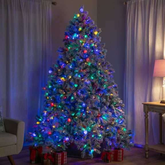 Northlight Pre-Lit Full Flocked Glacier Pine Artificial Christmas Tree - 7.5' Multi LED