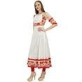 thumbnail image 2 of Bimba Women's Long Flared White Anarkali Kurti Kurta Indian Classic Blouse-20, 2 of 5