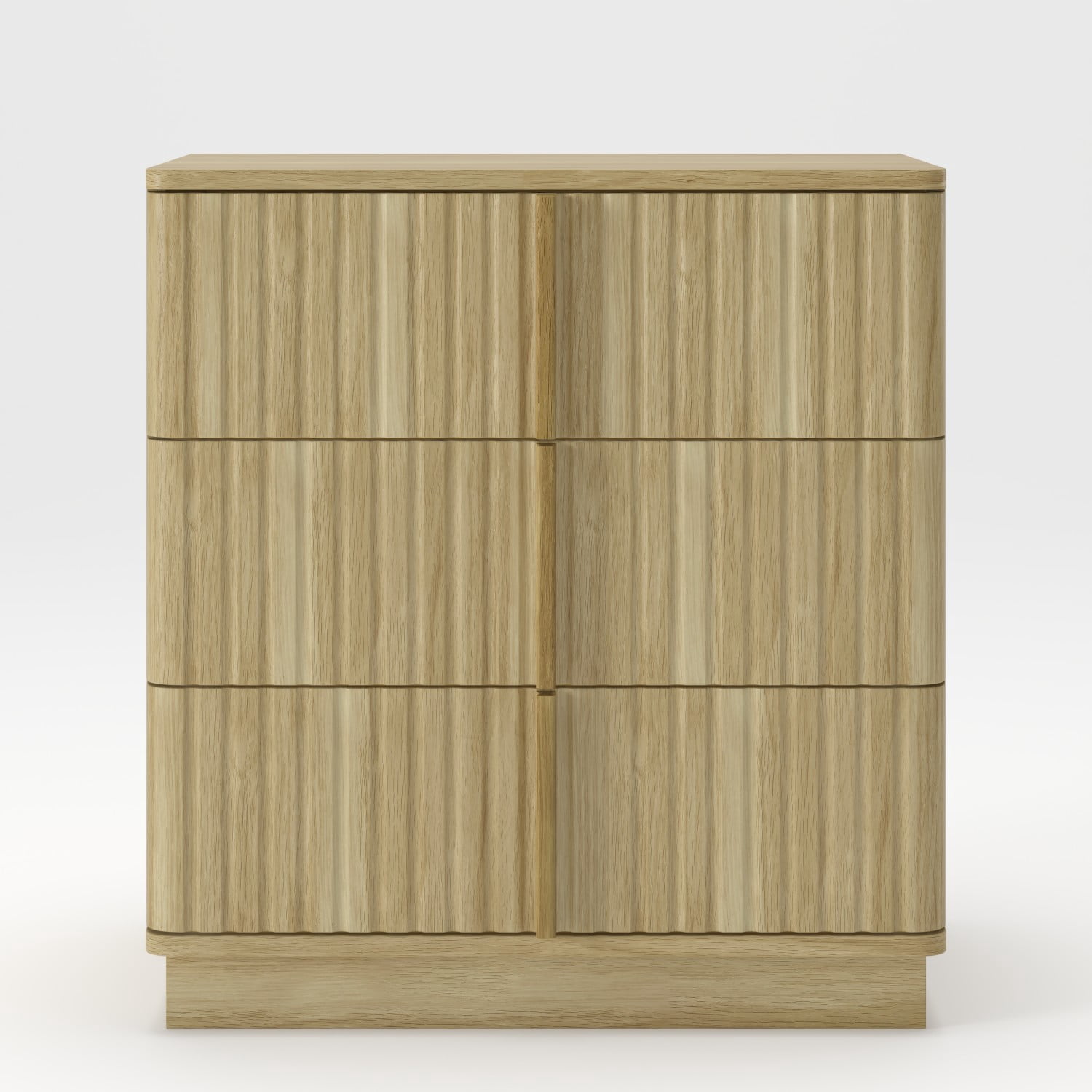 25.39" Vintage 3 Drawer Nightstand with Vertical Stripe Design, Modern Bedside Table Storage Cabinet, Retro Accent End Table for Bedroom, Living Room, Home Office, Natural
