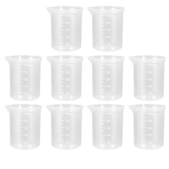 10pcs Plastic Measuring Cup Laboratory Graduated Measuring Cup Liquid Measure Cup