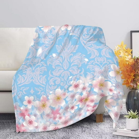 Turtle Blanket Aztec Throw Blanket Soft & Lightweight Cherry Blossom Blanket Weighted Blankets for Adults Premium All Season Washable Blankets & Throws 50"x60"