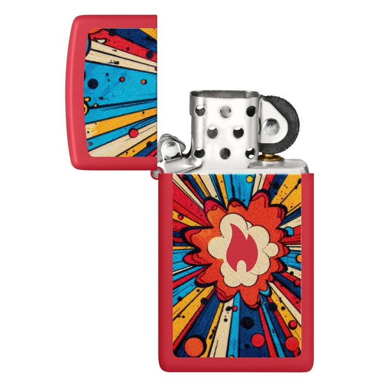 Zippo Comic Blast Design Slim Red Matte Pocket Lighter - Walmart.com