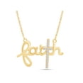 thumbnail image 2 of AFFY 0.10CT Round Moissanite Diamond Faith Cross Pendant Necklace for Women 14K Yellow Gold over Silver, 2 of 9