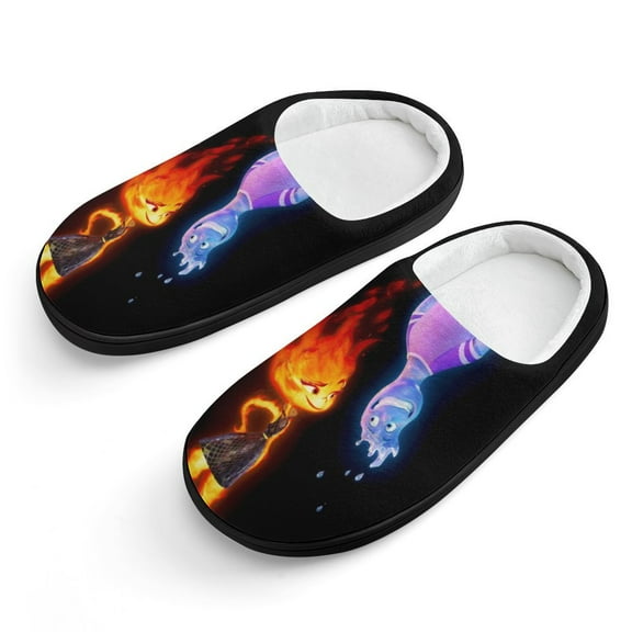 Elemental Slippers for Kids, Cute Soft Plush Anti-slip Fluffy Fuzzy House Slippers Warm Soft Plush Non-Slip Indoor Outdoor Slip-on Shoes for Boys Girls