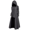 thumbnail image 3 of LEKODE cloak with sleeves renaissance cloak cloak with hood women adult capes Women Plus Size Cloak Sweater Plus Hooded Low Fashion Tops High Blouse Womens Vintage Women's Coat Dark Gray 3XL, 3 of 4