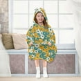 thumbnail image 7 of Dailycode Wearable Blanket Hoodie Oversized Sherpa Flannel Blankets with Pocket for 3-14 Year Old Colorful Daisy Flower, 7 of 7
