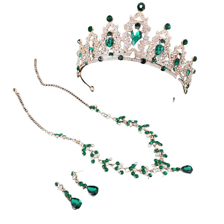 Crown Earring Necklace 3 Piece Set Shiny Rhinestone Alloy  display picture 1