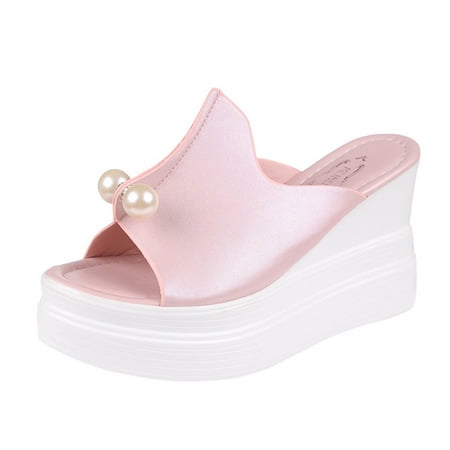 

adviicd Wedge Sandals for Women Rose Wedges Sandals for Women Wedding Solid Wedge Women s Sandals Ladies Slippers Pearl High Heel Thong Sandals for Women