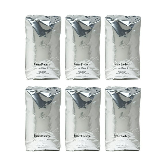 Farmer Brothers 100% Colombian Whole Bean Coffee, Naturally Caffeinated Medium Roast 6x5lb Bags, 30LBS